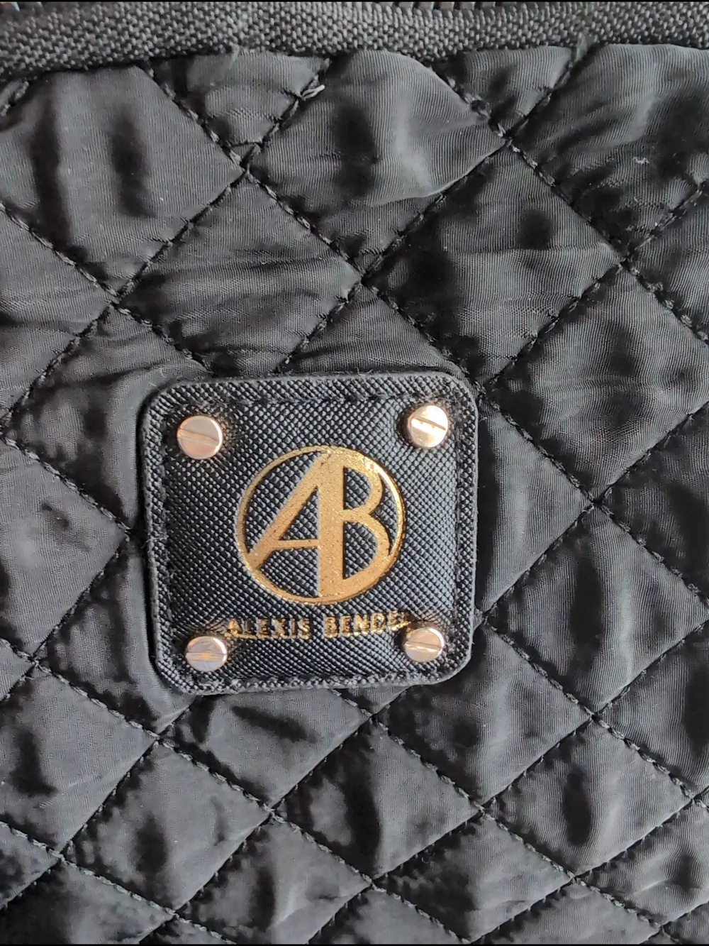 Alexis Bendel Quilted Black Mini Backpack with Gold Hardware